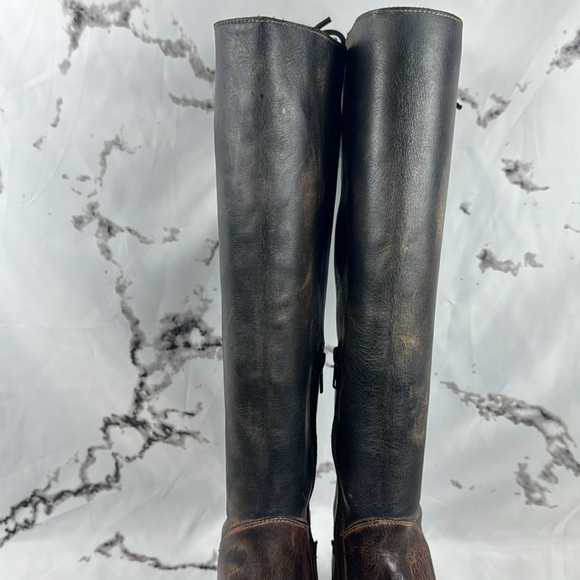 BED|STU Manchester Leather Riding Boots Two Tone Lace Back Equestrian Knee High - Picture 3 of 14